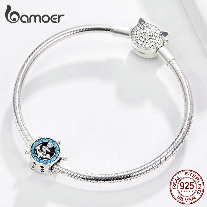 Hạt Charm Bamoer Scc1200 Dạng Tròn Kiểu Bánh Lái Đính Đá Dùng Làm Vòng Đeo Tay Cho Nữ