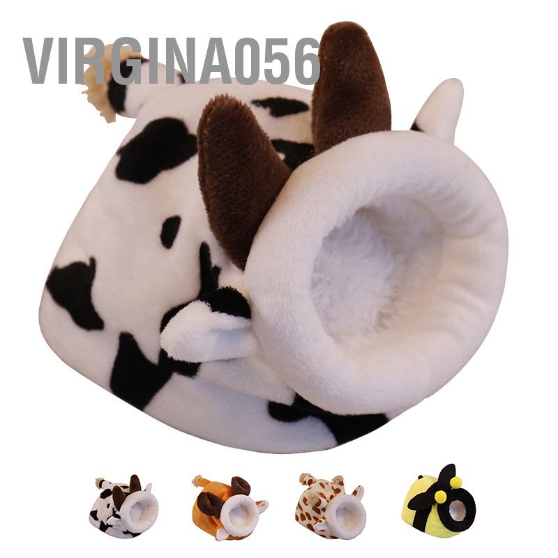 Virgina056 Giường Hamster Ấm áp Mềm mại Hình dạng Động vật Dễ thương Dày dặn Ngôi nhà Nhỏ dành cho Thú cưng Mùa đông Đường lượn Gấu vàng