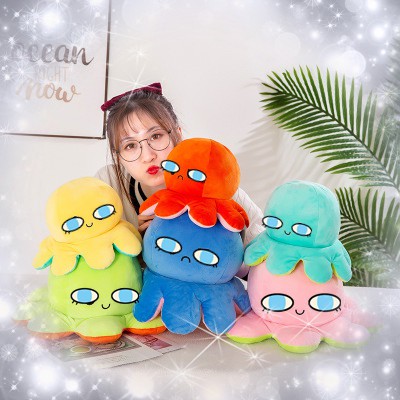 Lovely stuffed emotional octopus for two-sided reversible color change for baby 20CM Reversible Octopus two color Bạch tuộc nhồi bông cảm xúc Bạch tuộc nhồi bông cảm xúc độc đáo vui nhộn cho trẻ nhỏ có lộn hai mặt BEST