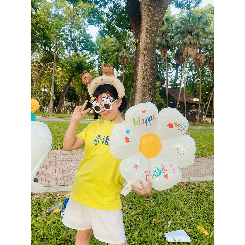 Bóng số sinh nhật màu trắng sữa size to 70cm Mon party trang trí sinh nhật theo phong cách Hàn Quốc đẹp