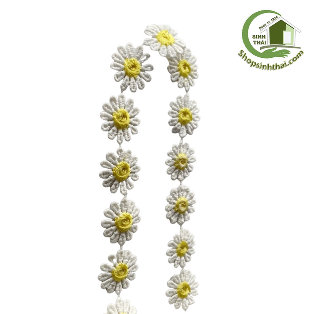 Dây hoa cúc thêu - dây ren hoa viền trang trí quần áo, phụ kiện thời trang