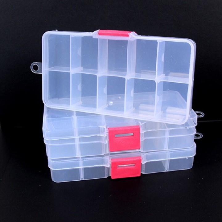 Hộp nhựa 10 ô đựng đồ, phụ kiện, nối mi, nail