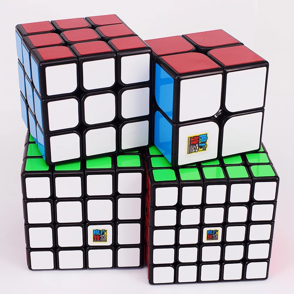 Combo 4 Khối Rubik Qiyi Gift Box 2x2 3x3 4x4 5x5 Viền Đen