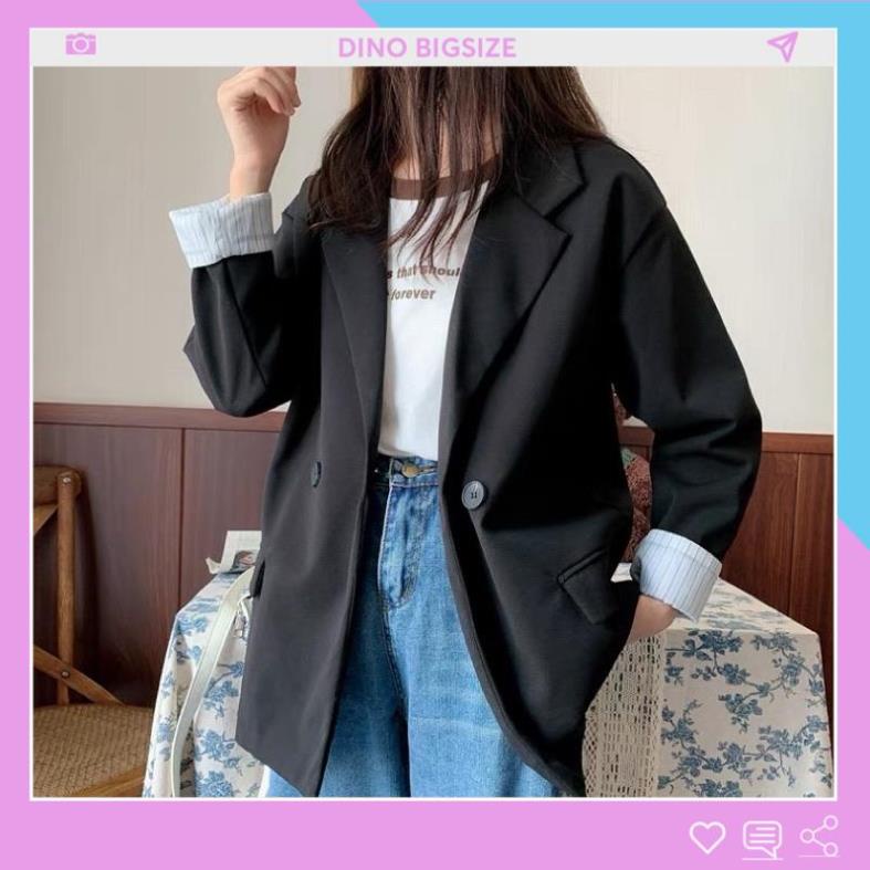 -  - Áo blazer nữ bigsize, Áo khoác blazer nữ kiểu dáng basic màu đen 60-100kg - DINO