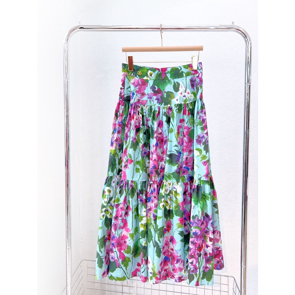 Chân váy hoa nữ thời trang cao cấp Docle & Gabbana thiết kế trẻ trung, điệu đà