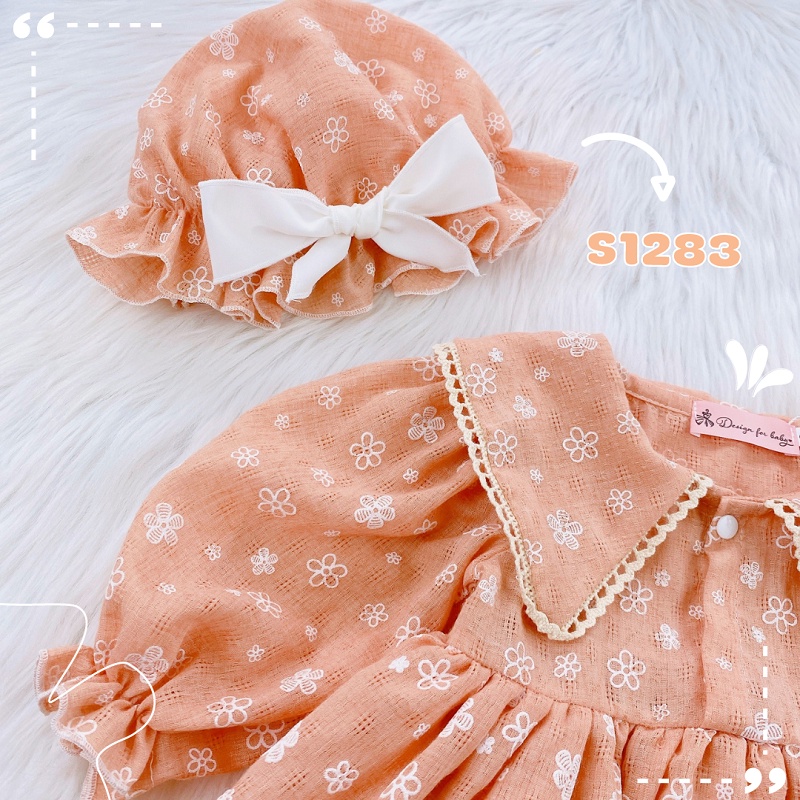 Set Đồ Sơ Sinh, Bodysuit, Body Chip Váy Hoa Cổ Nhọn Cho Bé Gái MINTSCLOSET Từ 0-3 Tuổi - S1283