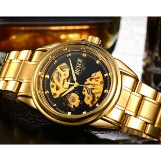 Đồng hồ Nam bosck cơ vàng nguyên khối dây thép đặc