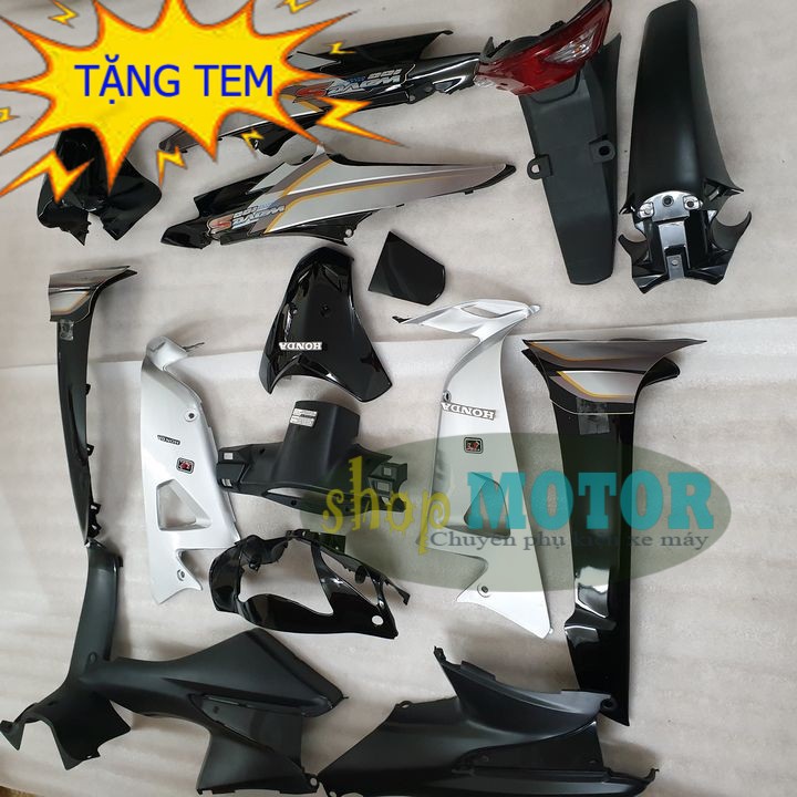 Bộ dàn áo xe Wave Anpha, Wave RS, Wave S100  -nhựa ABS MÀU ĐEN gắn đời xe 2006 đến 2016 -B531