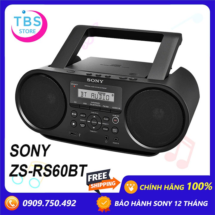 Máy Cassette CD có Bluetooth/NFC Sony ZS-RS60BT - Hàng chính hãng - Bảo hành 12 tháng