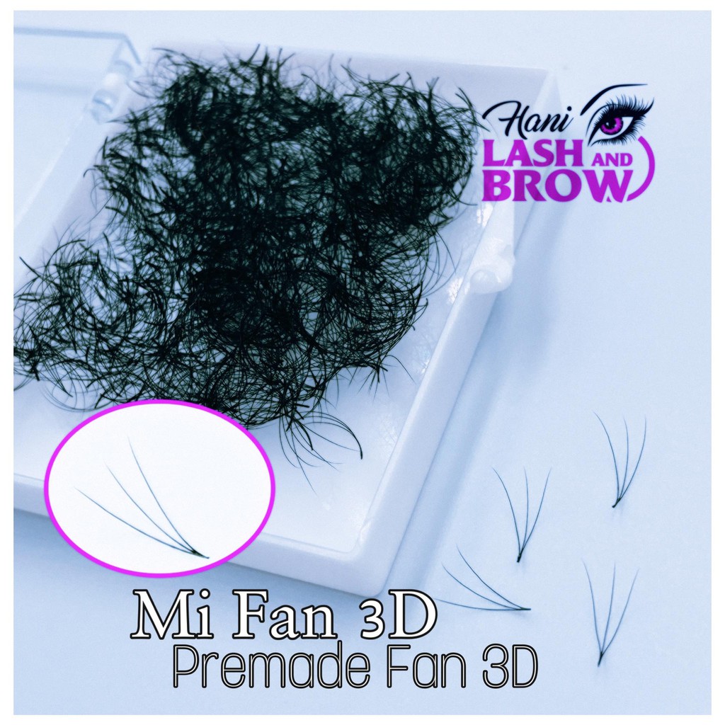 Mi Fan 3D cong C 0.07 và 0.1 LMFT _ Lông Mi Fan Tay Sẵn Hani chân keo nhỏ _1 Hộp chứa hơn 500 Fan