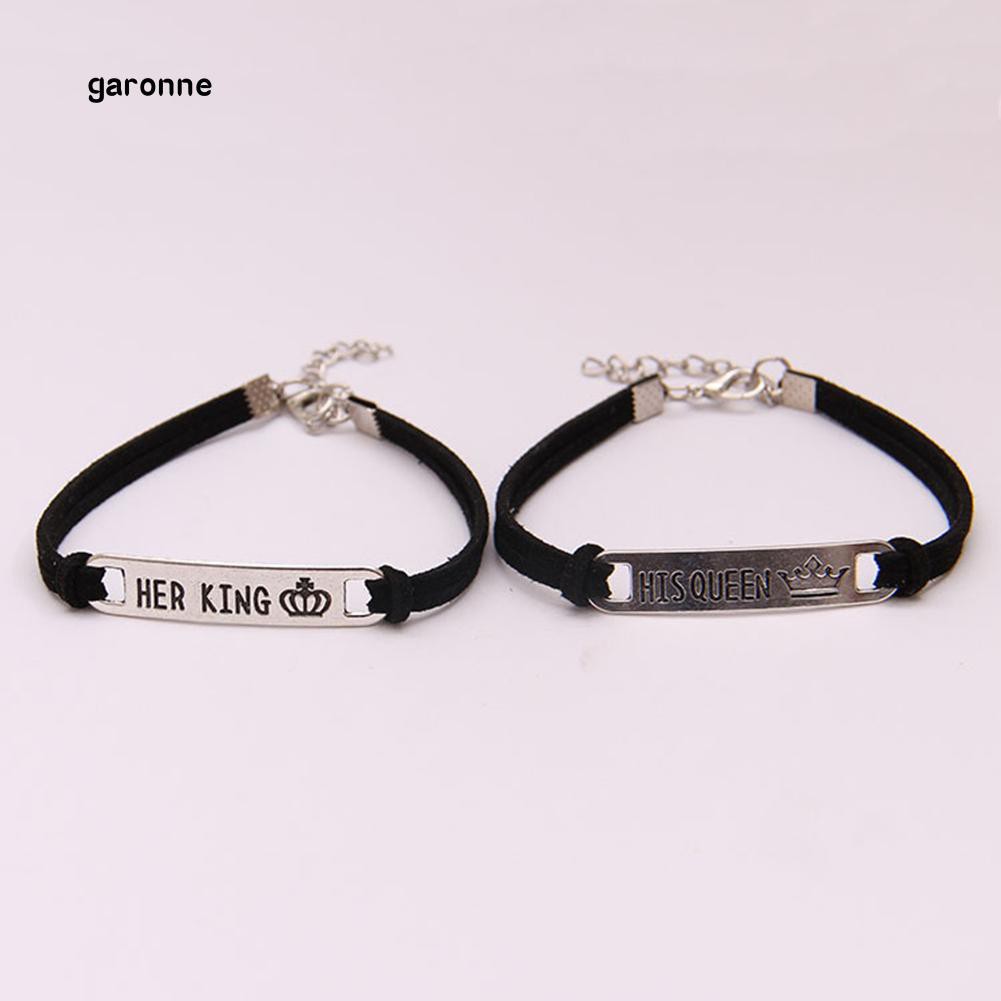 Vòng Đeo Tay Khắc Chữ His Queen / Her King Lãng Mạn Cho Các Cặp Đôi