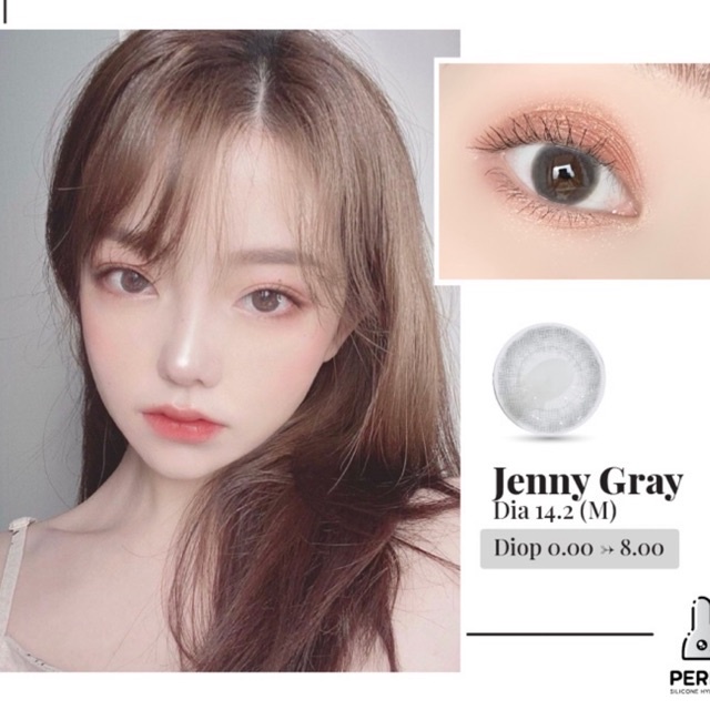 Lens Mắt , Kính Áp Tròng JENNY GRAY Có Độ Cận và Không Độ , DIA 14.2 , Cho Mắt Nhạy Cảm Giá Sale