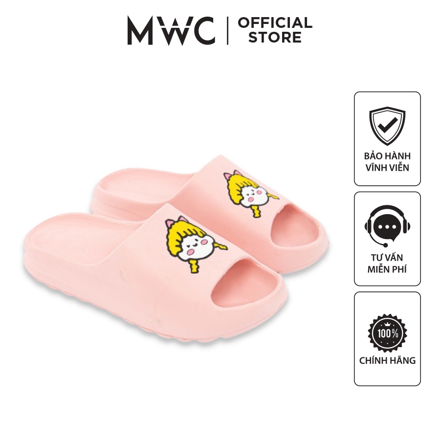 Dép Nữ MWC Đế Bánh Mì Quai Ngang In Hình Nữ Tính Xinh Xắn NUDE- 8180
