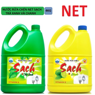 Nước rửa chén Net Sạch Vitamin E hương Chanh & Trà Xanh can 4kg