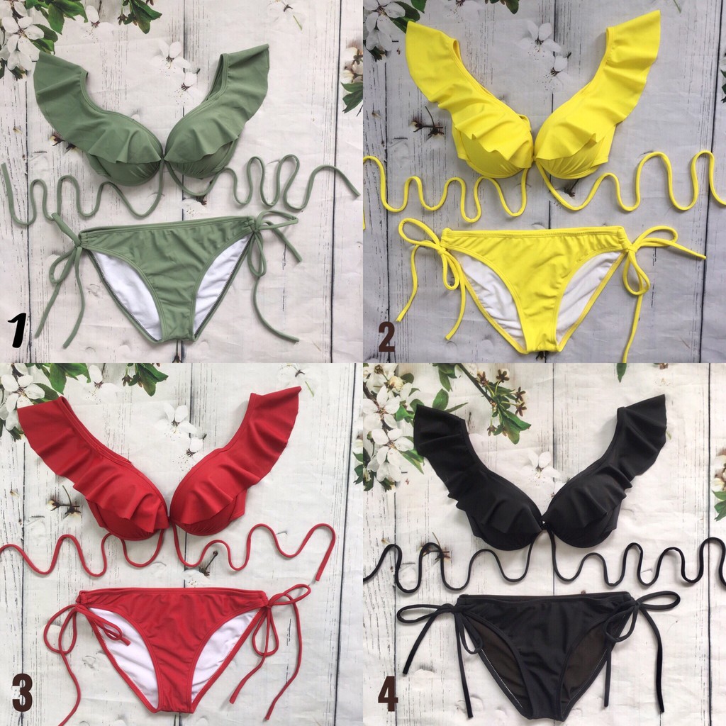 Bikini 2 mảnh cúp ngực bèo cánh tiên (nhiều màu)