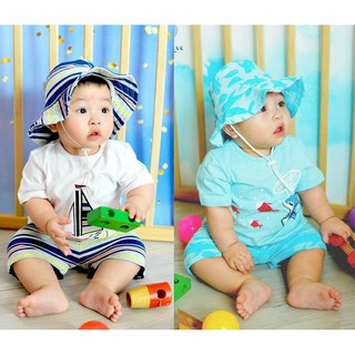 Bộ quần áo cộc tay Little Love in hình có kèm mũ cho bé từ 3 tháng đến 3 tuổi