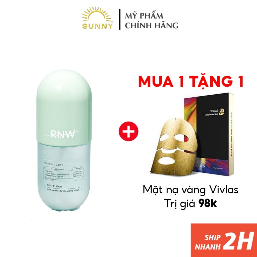 Nước tẩy trang thanh lọc da RNW Purifying Micellar Cleansing chính hãng Hàn Quốc làm sạch sâu cho da