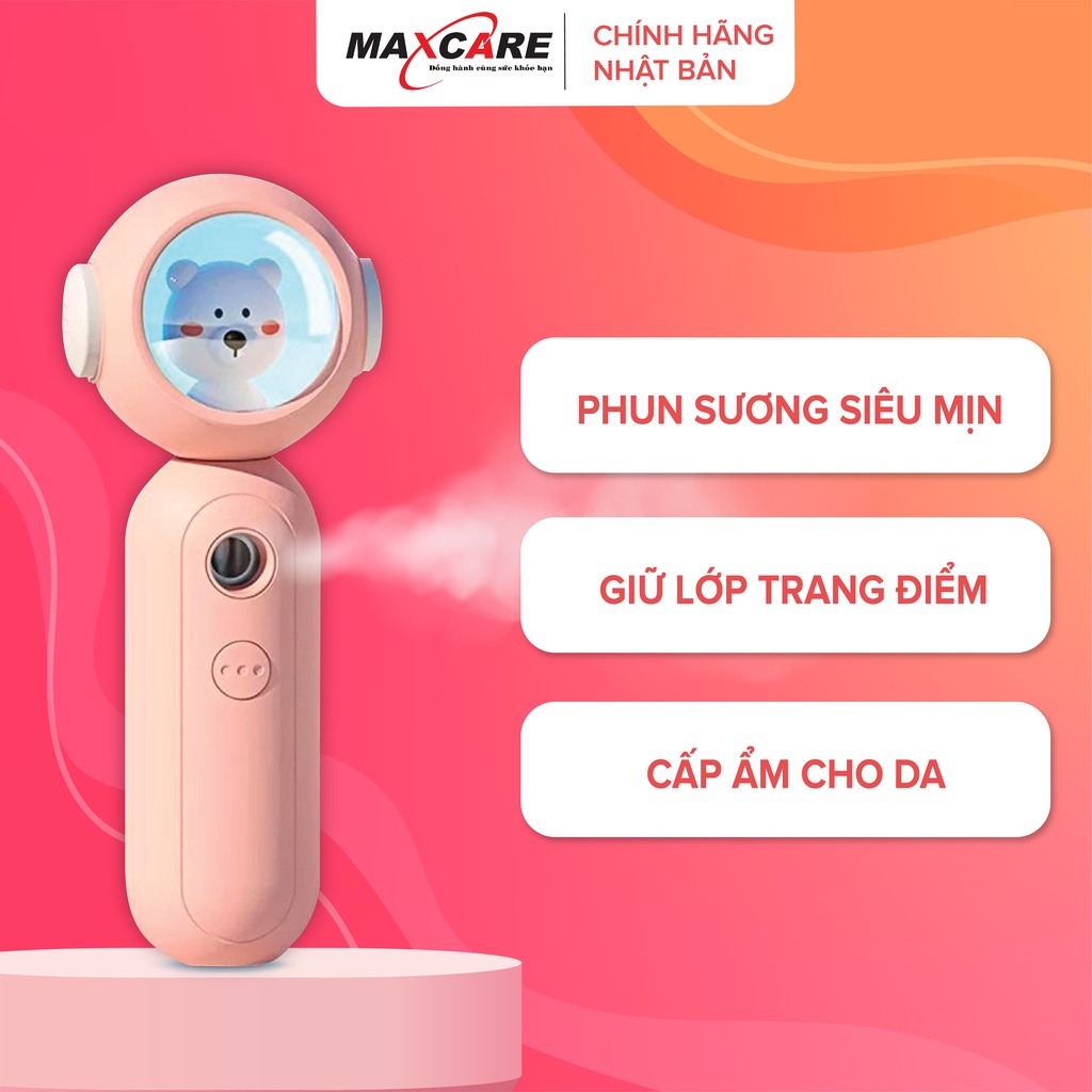 Máy xông mặt phun sương nano cầm tay Maxcare Mizu Cao Cấp- Thương hiệu Nhật Bản, không trôi makeup, cấp ẩm cho da 30ml