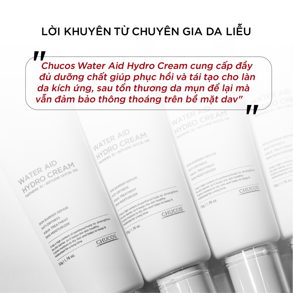 [Mã LTP50 giảm 50000 đơn 150000] Kem cấp ẩm và phục hồi da Chucos Water Aid Hydro Cream - Dạng Gel (50g)