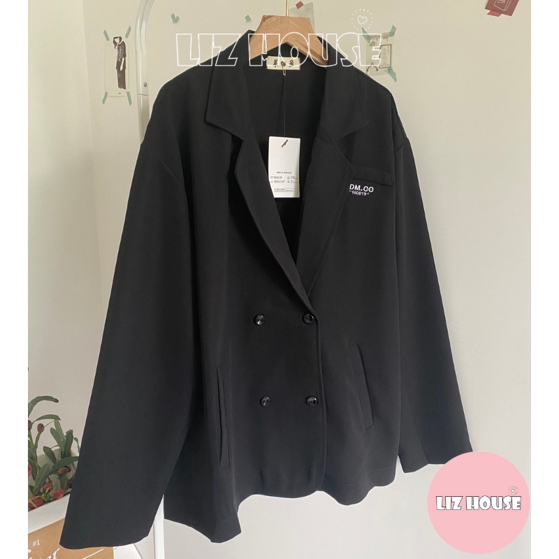 Áo blazer sang chảnh màu đen trơn, Áo vest nữ chất tuyết mưa hàn dày dặn LIZHOUSE