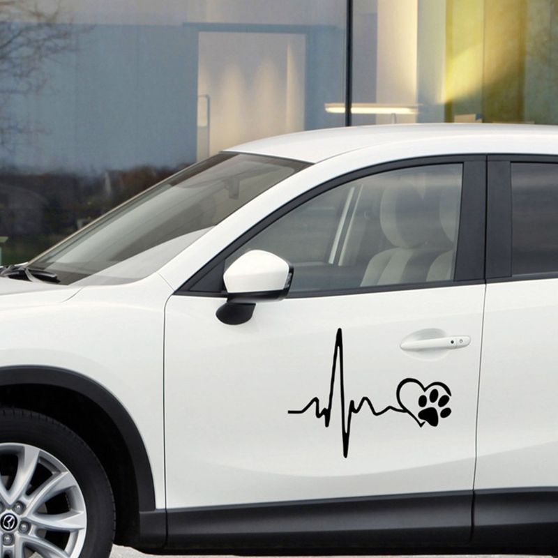 Đề Can Dán Trang Trí Ngoại Thất Xe Hơi Họa Tiết Dấu Chân Chó Dễ Thương