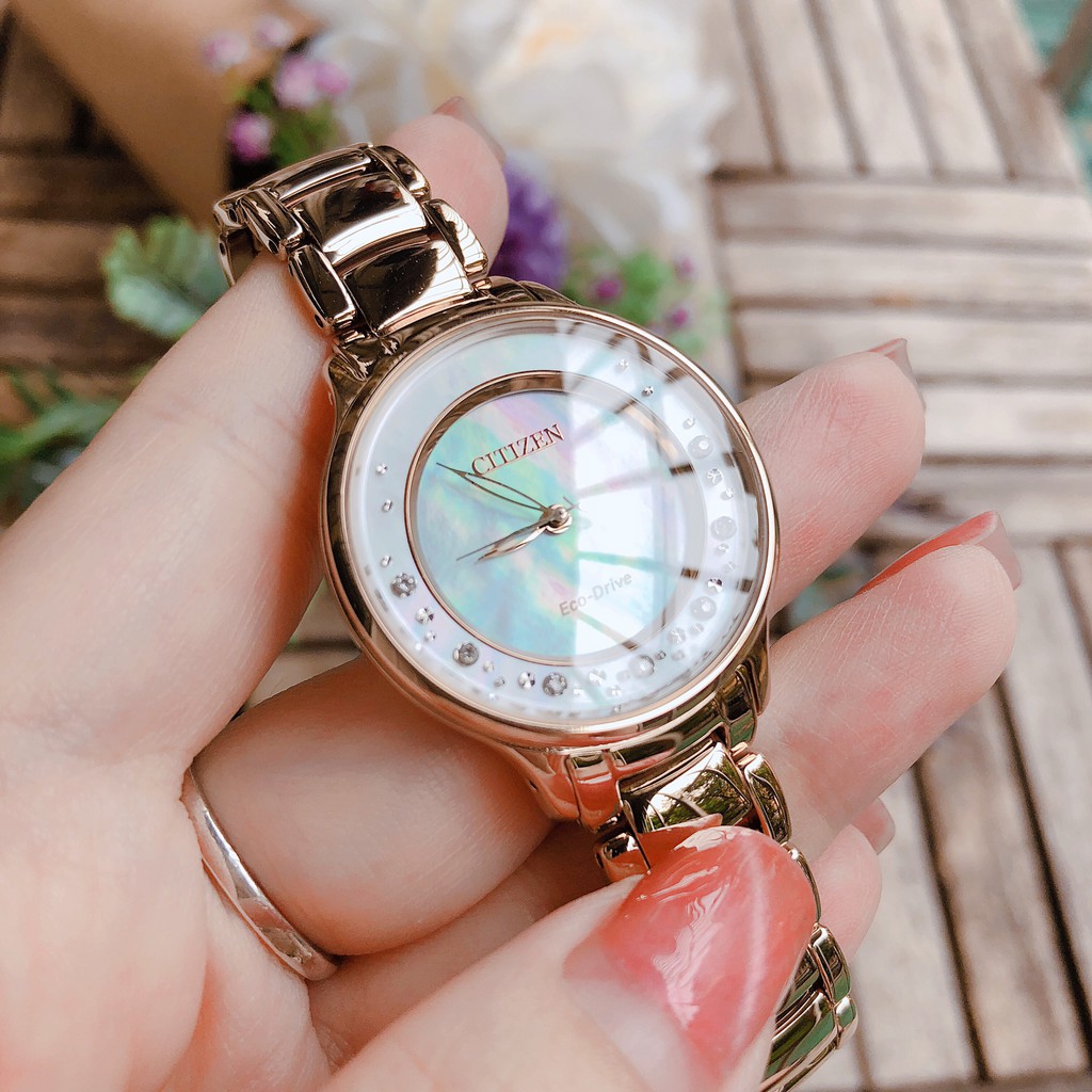 Đồng hồ nữ chính hãng Citizen EM0382-86D - Máy Quartz pin Eco Drive năng lượng ánh sáng- Kính Sapphire