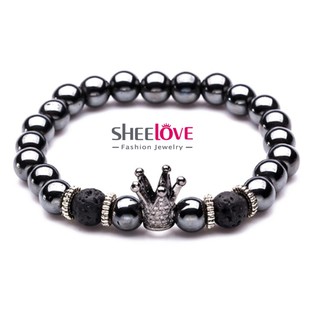 VÒNG TAY NAM NỮ HẠT ĐÁ NÚI LỬA MIX CHARM VƯƠNG MIỆN CỰC CHẤT CHẤT