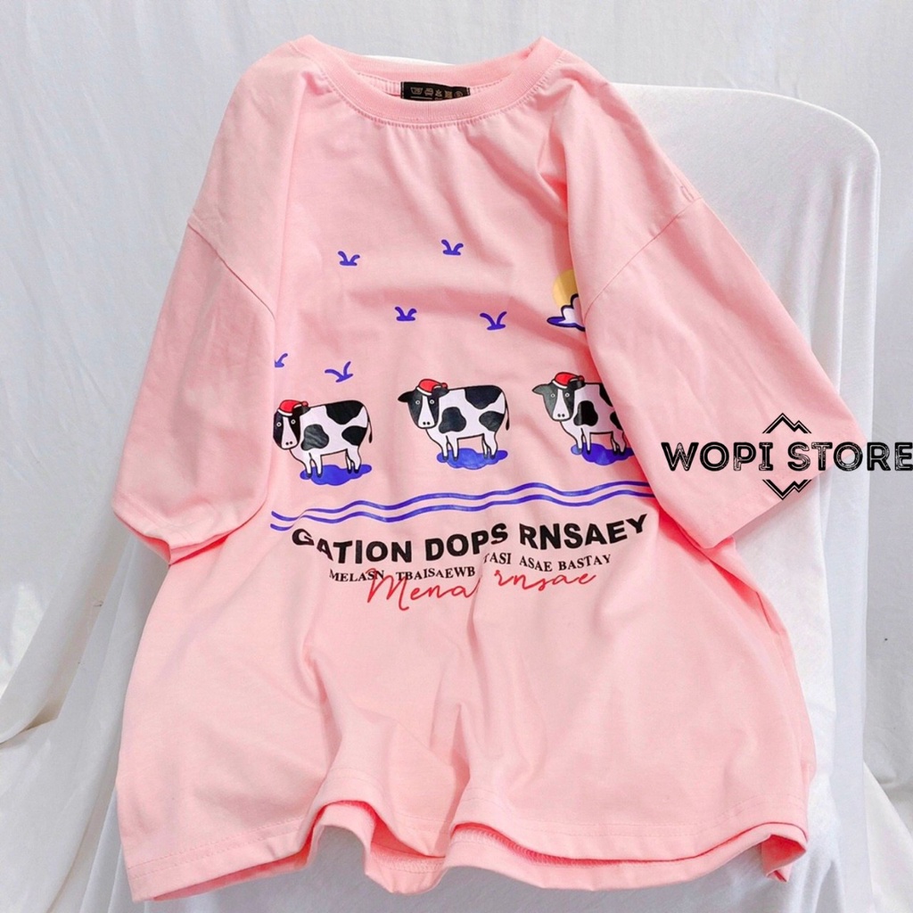 Áo Thun Tay Lỡ COWS BÒ SỮA Vải Thun Cotton Form Rộng Ulzzang Unisex