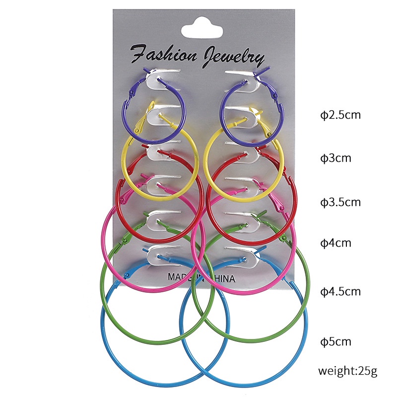 Bộ 6 Khuyên Tai Hình Tròn Nhỏ Nhiều Màu Sắc Phong Cách Âu Mỹ Mới