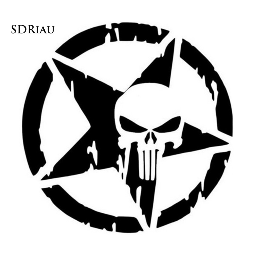 Đề can dán xe hơi xe máy hình đầu lâu trong ngôi sao