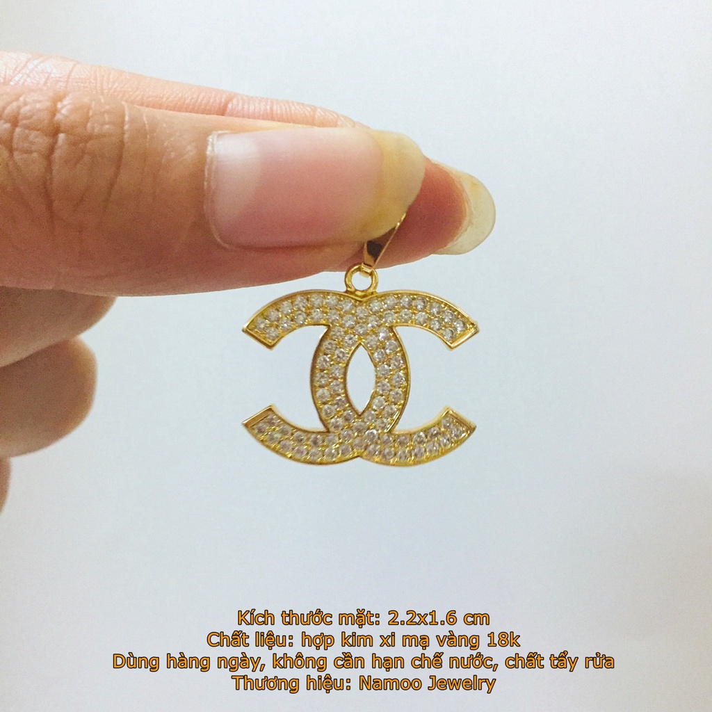 Kiềng Cổ Mạ Vàng Mặt Đính Đá V669, Kiềng Mềm Dài 45cm Cùng Mặt Dây Chuyền Titan Đính Đá Bền Màu Namoo Jewelry