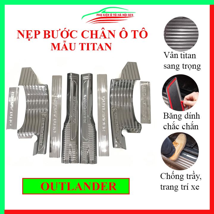 Ốp bậc cửa nẹp bước chân TITAN ô tô Outlander chống trầy bảo vệ xe