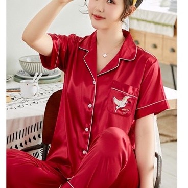 Đồ Ngủ Lụa Satin Cao Cấp Tay ngắn quần dài💫 Đồ Đôi Mặc Nhà Nam Nữ 💫 IVY109