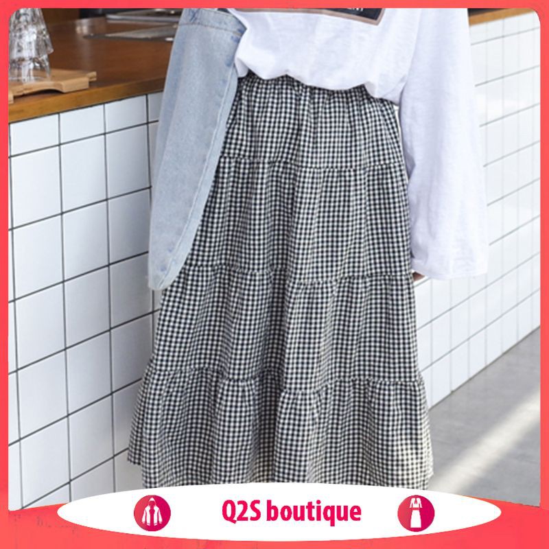 Chân Váy Midi Xòe Caro DÁNG CHỮ A CẠP CHUN | BigBuy360 - bigbuy360.vn