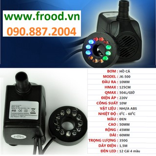 Bơm chìm hồ cá10w hoặc 10w + 8 đèn LED hoặc 7w-12v