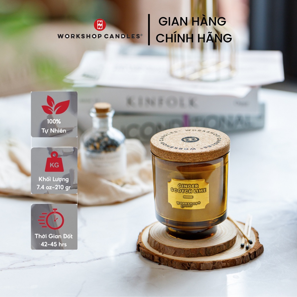 Nến thơm Ginger 𝐒𝐜𝐨𝐭𝐜𝐡 𝐋𝐢𝐦𝐞 Workshop Candles H&H Home 9oz oz hương say mê, nồng nàn