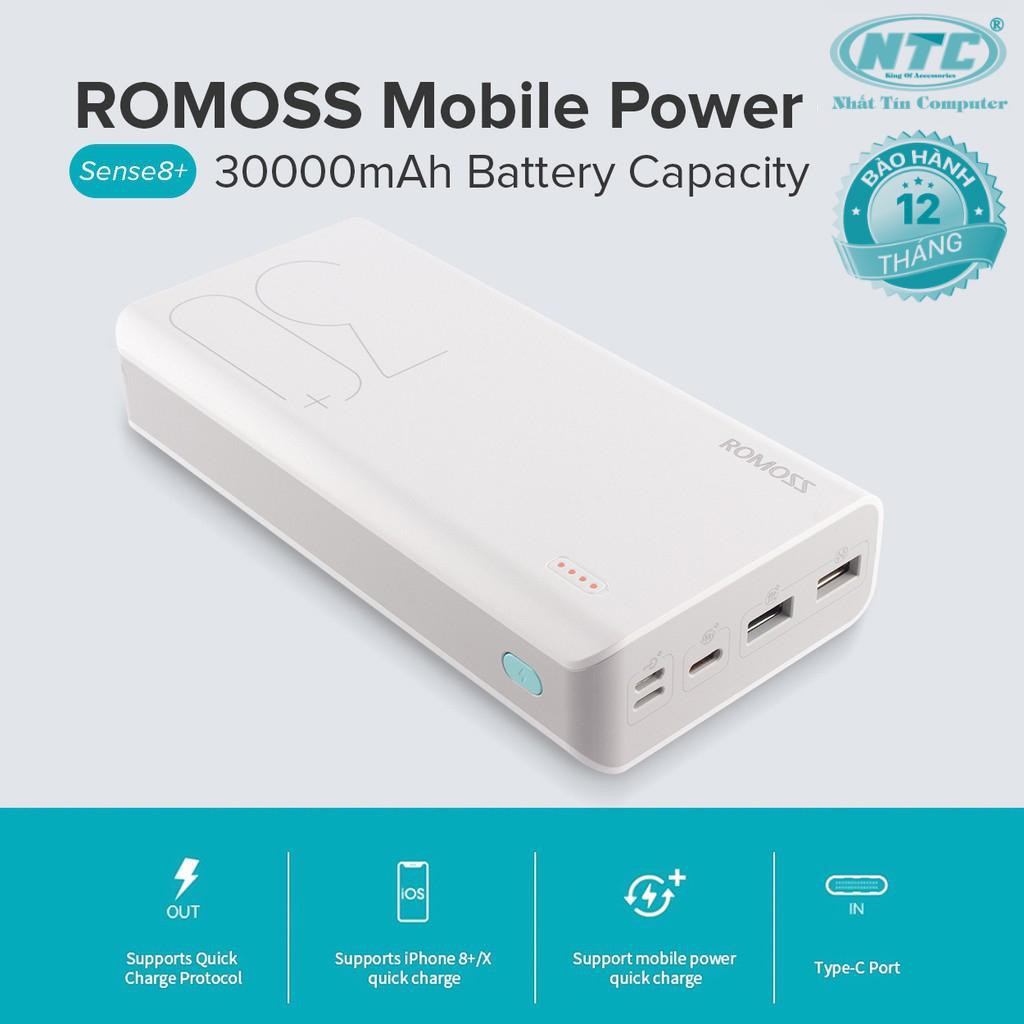 Pin sạc dự phòng Romoss Sense 8 dung lượng 30000mAh (Trắng)