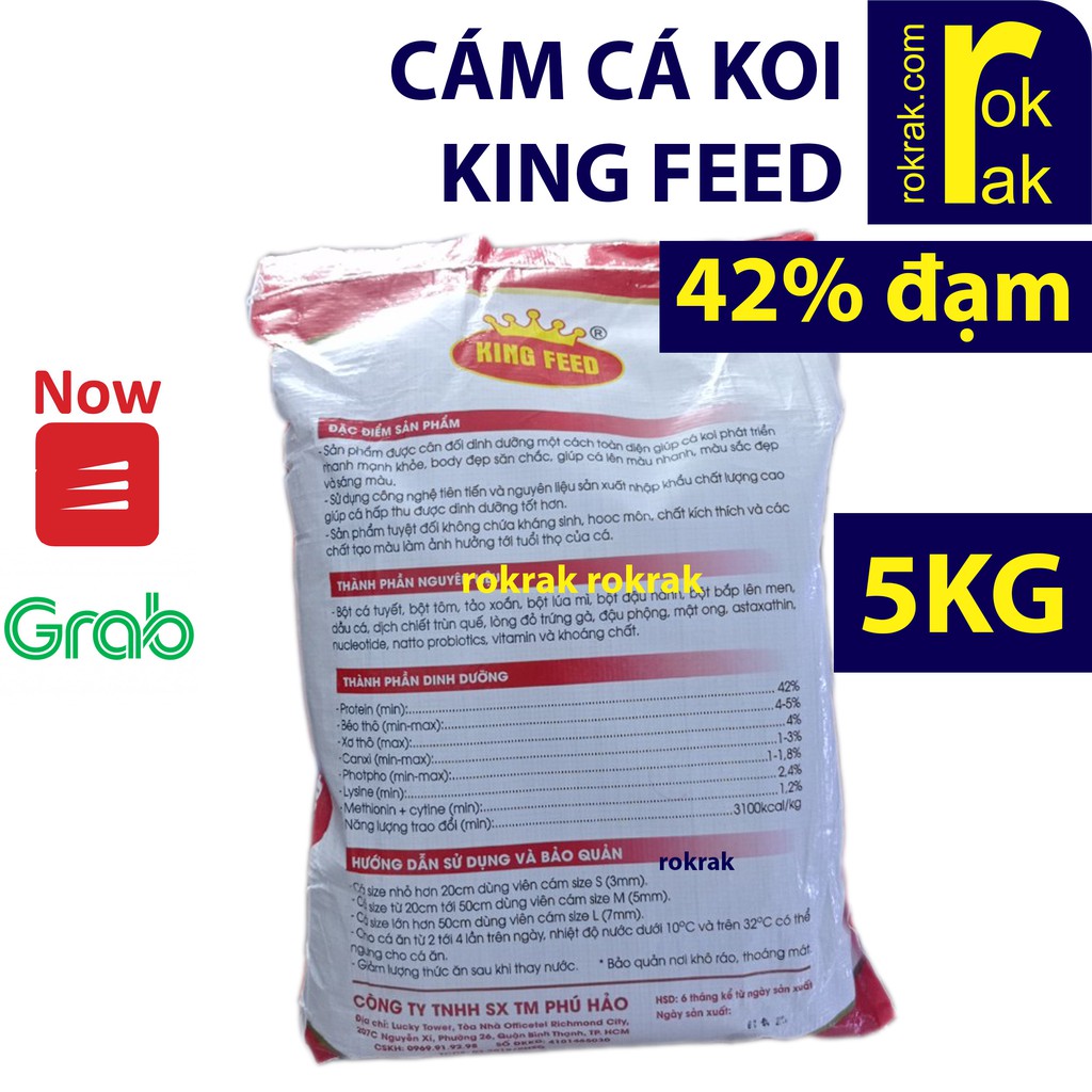 cám cá koi king feed, thức ăn cá koi 42% đạm kingfeed GROW (nhiều size)