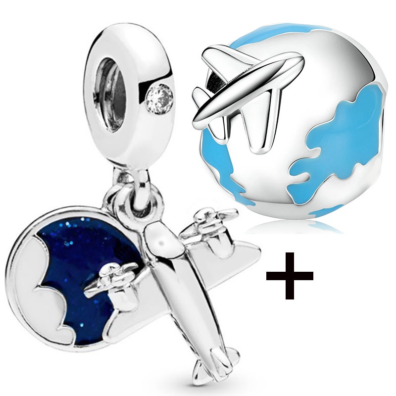 Bộ 2 La Bàn / Trái Tim / Máy Bay / Bóng Bay Màu Xanh Dương Dùng Trang Trí DIY