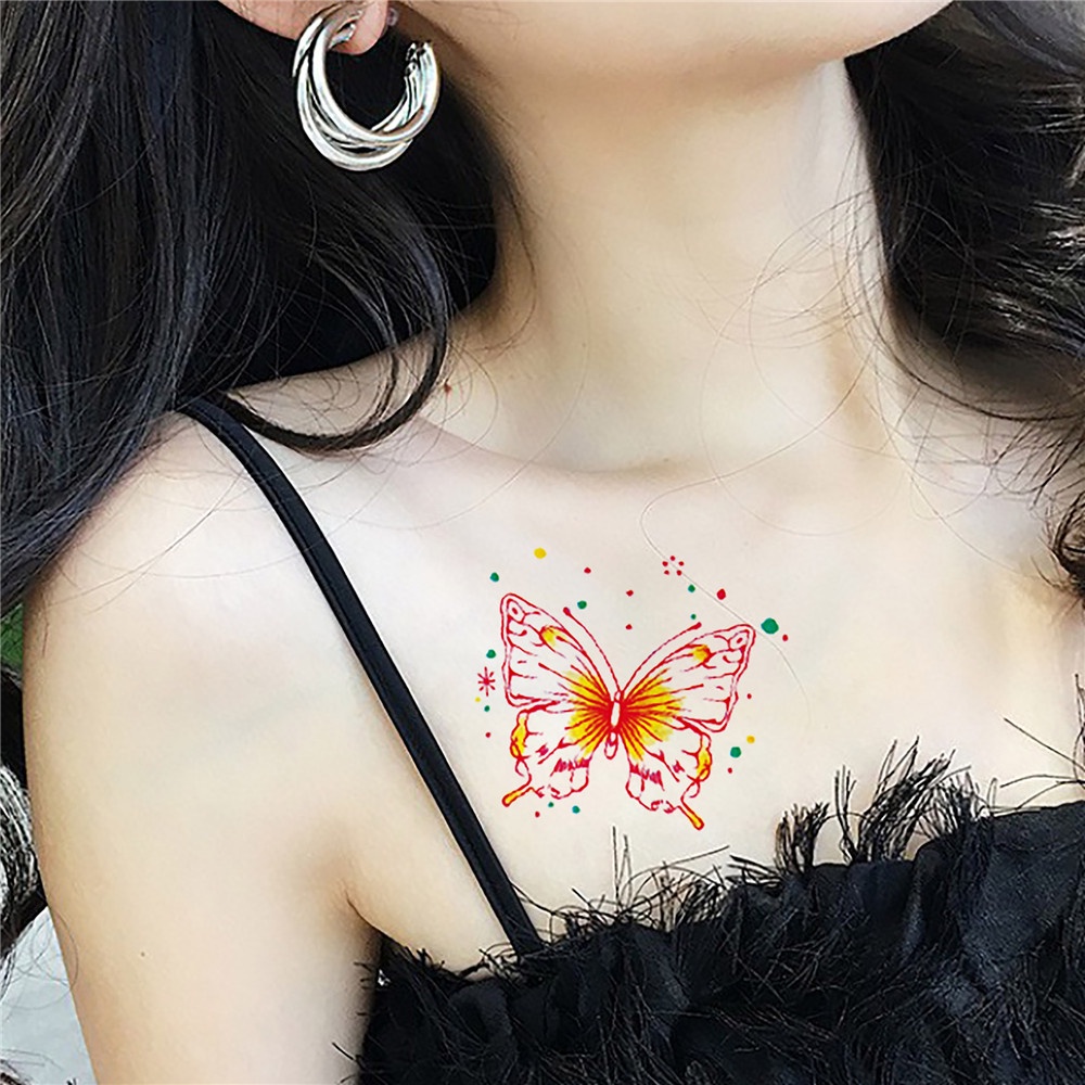 Set 15 Tấm Hình Xăm Dán Hình Bướm Chống Nước Lâu Trôi Dành Cho Nữ