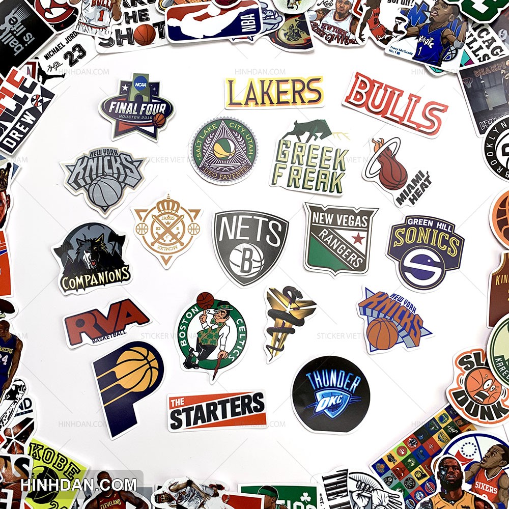 NBA Stickers - Hình dán Bóng Rổ - Chất liệu PVC cao cấp chống nước - Kích thước 4-7cm - Sticker Việt Nam