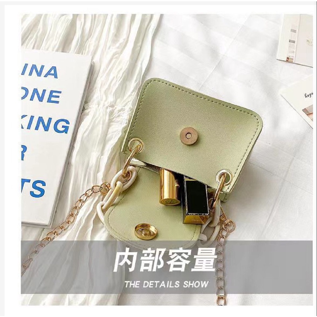 Túi đeo chéo MINI nữ dây xích, túi xách nữ đeo chéo da thời trang Hàn Quốc xanh hottrend nhỏ gọn giá rẻ - DODO FASHION