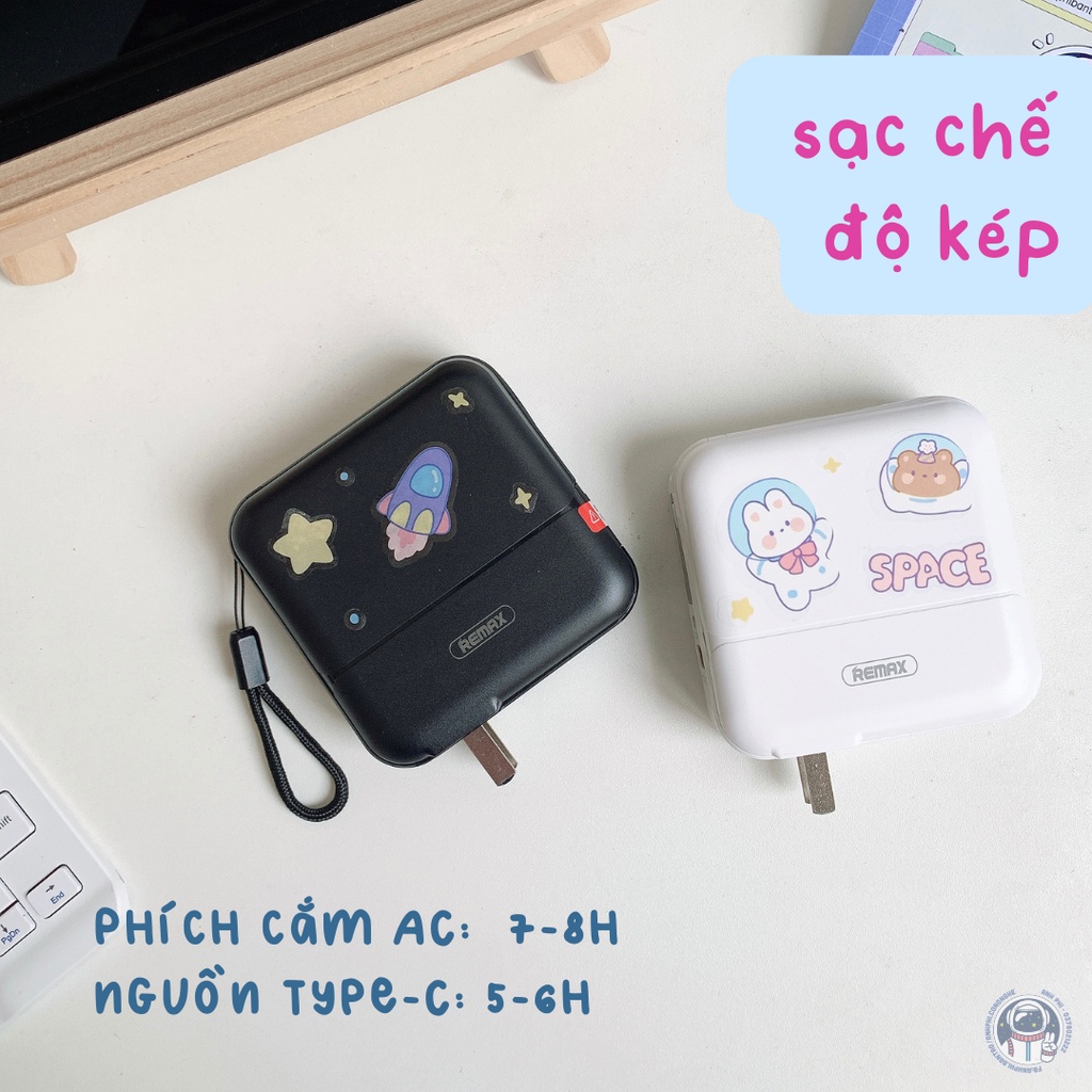 Sạc Dự Phòng Sao Thổ 15000mAh Power Bank Tích Hợp 2 Cáp Sạc Type C, Sạc Nhanh