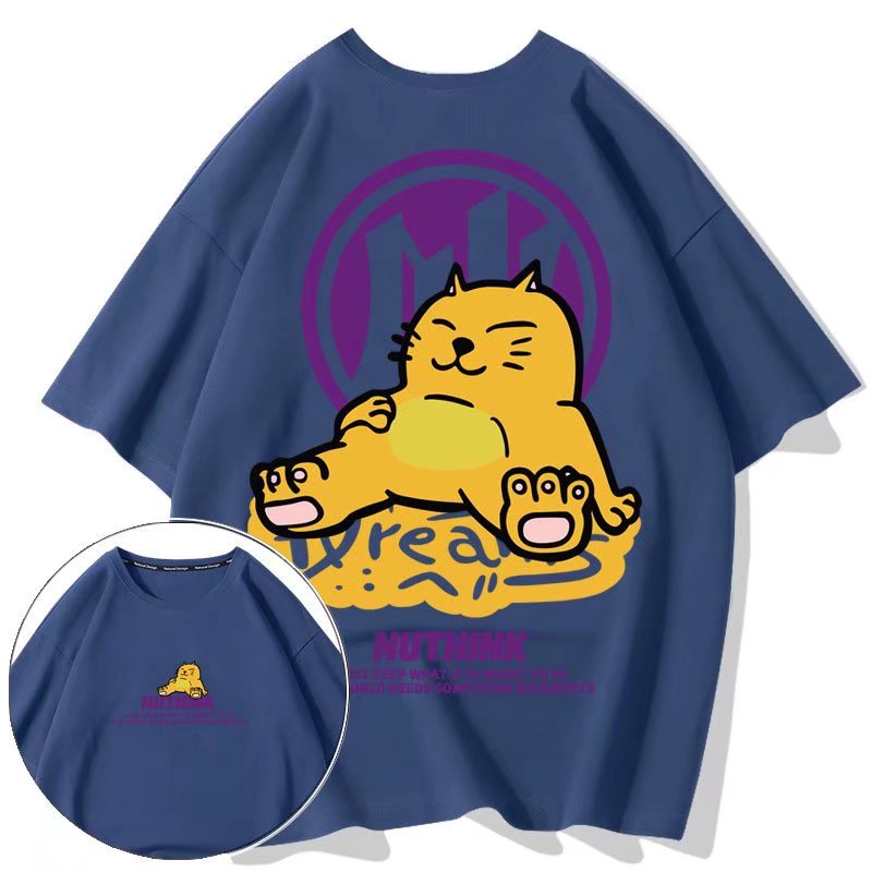 Áo Thun Nam Tay Ngắn In Hình Mèo Hoạt Hình Thời Trang Size M-8XL