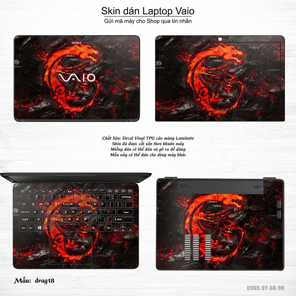 Skin dán Laptop Sony Vaio in hình rồng (inbox mã máy cho Shop)