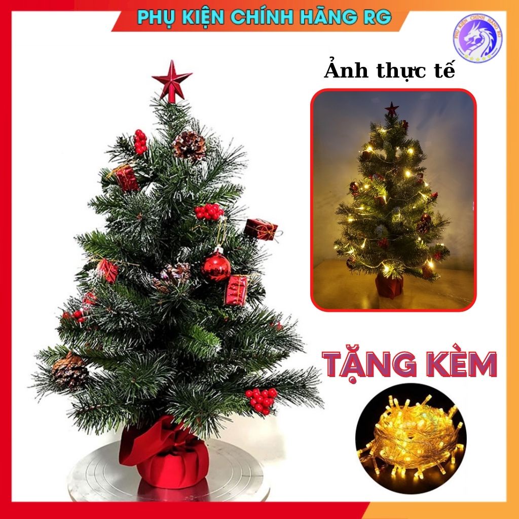 Cây thông noel mini để bàn 60cm full phụ kiện trang trí giáng sinh dễ thương