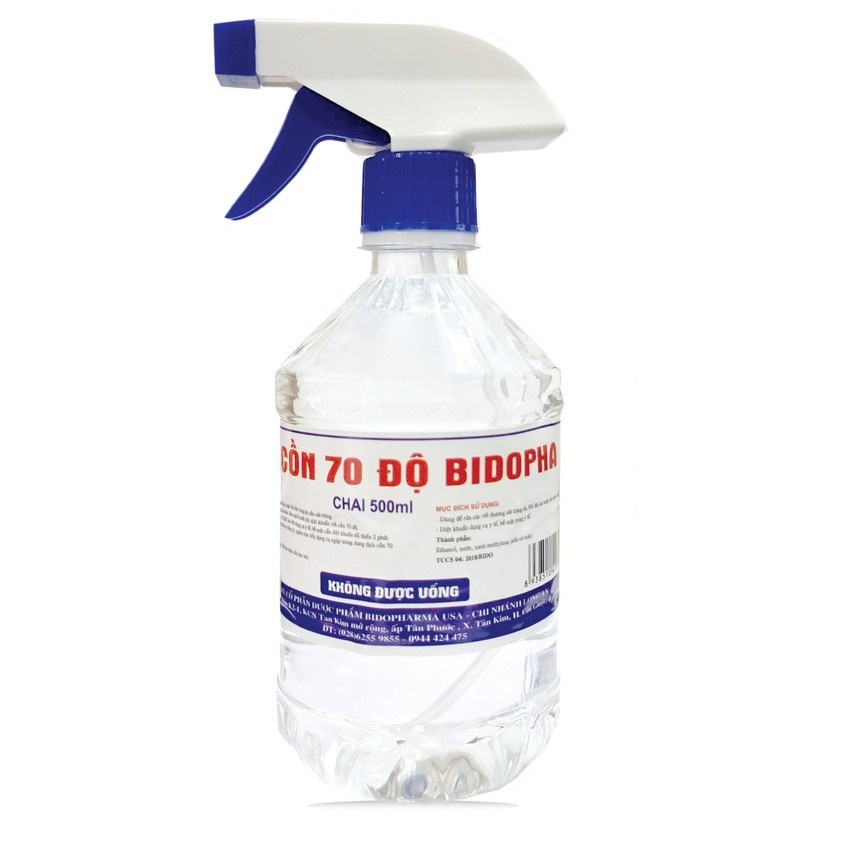 Cồn Bidopha 70 độ chai 0,5 Lít / 1 Lít Có Vòi Xịt - Cồn trắng 70 độ Bidopha chai 500ml / 1000ml có vòi xịt tiện lợi