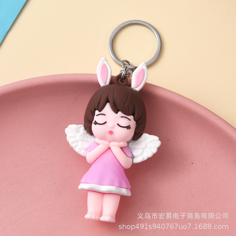 (Butgiasi) Móc khóa thiên thần giấc ngủ thỏ cánh tiên dễ thương