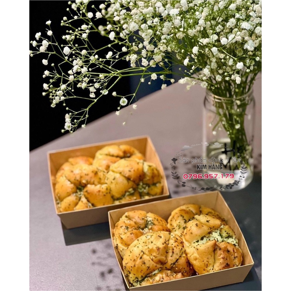 Set 50 hộp giấy kraft E1413 đựng bánh bông lan , đựng xôi , đựng plan gato,....