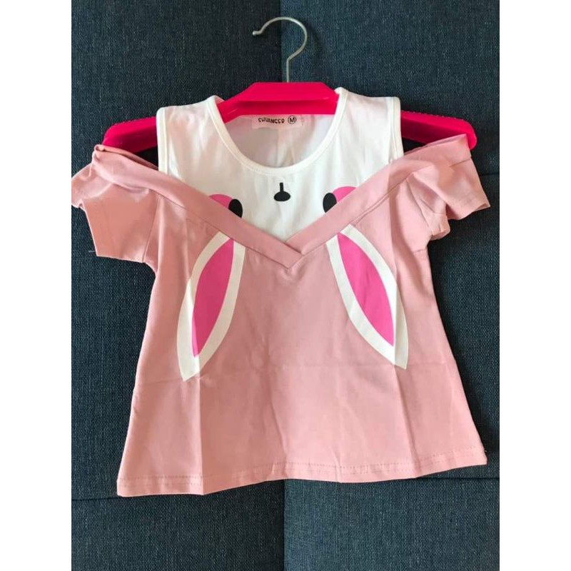 ♥️8_15kg♥️ áo hở vai thỏ siêu xinh, hàng quảng châu 100% cotton